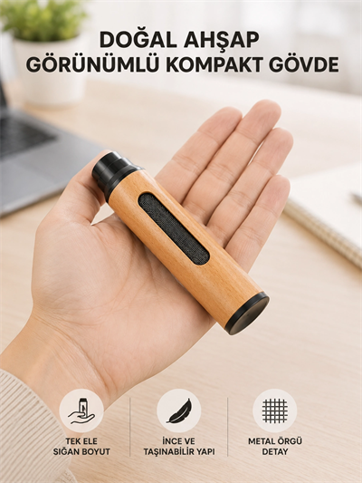 Mini Taşınabilir Küllük 3 Farklı Uç Seçenekli Ahşap Görünümlü Pratik Kullanım