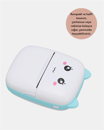 Mini Termal Yazıcı Kablosuz Taşınabilir Bluetooth Bağlantılı 200 DPI