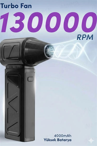 Mini Turbo Fan 130.000 Rpm Şarjlı 8000 Mah Batarya 4 Vitesli Taşınabilir Elektrikli Hava Üfleyici Kompresörü