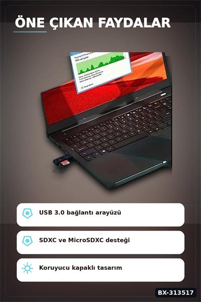 Mini Usb 3.0 Sd Tf Kart Okuyucu Hub Adaptör - 1 Adet Kompakt Veri Aktarıcı Pc Tablet İçin BX-313517