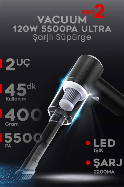 Mini Vakumlu Type C Şarjlı Araç Süpürgesi El Süpürgesi Şarjlı Çok Fonksiyonlu 5500 Pa