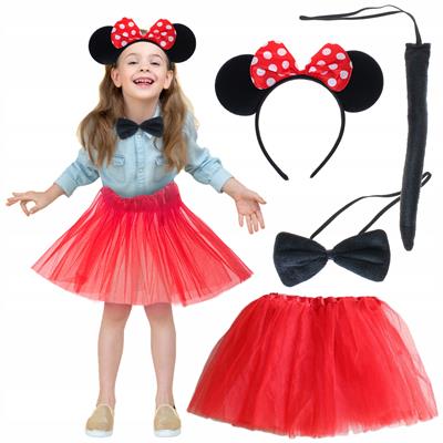 Minnie Mouse Kostüm Seti Etek Taç Kuyruk Papyon Gösteri Seti (3936)