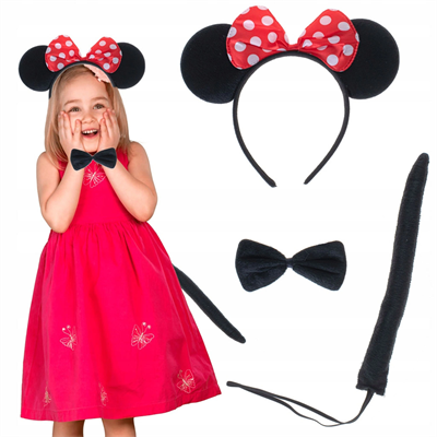 Minnie Mouse Kostüm Seti Taç Kuyruk Papyon Gösteri Seti Bx40