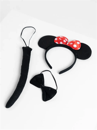 Minnie Mouse Kostüm Seti Taç Kuyruk Papyon Gösteri Seti