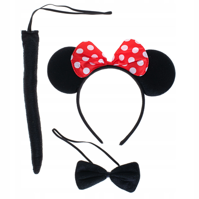 Minnie Mouse Kostüm Seti Taç Kuyruk Papyon Gösteri Seti Bx40