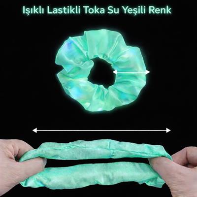 Mint Yeşili Renk Led Işıklı Lastikli Saç Tokası - 3 Modlu Festival - Parti Saç Tokası (3936)