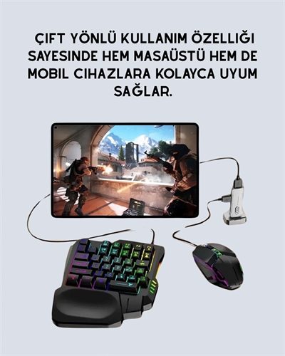 Mobil Oyunlar için Klavye, Mouse ve Dönüştürücü Seti