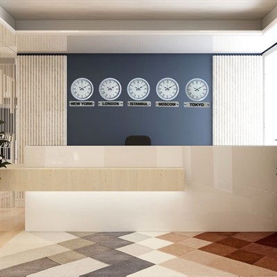 Modern 36 Cm Tabelalı Dünya Saatleri – Beyaz 5’li