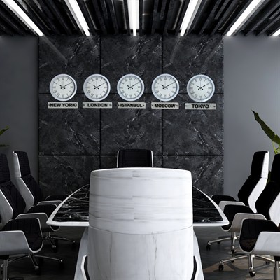 Modern 36 Cm Tabelalı Dünya Saatleri – Beyaz 5’li