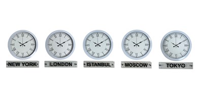 Modern 36 Cm Tabelalı Dünya Saatleri – Beyaz 5’li