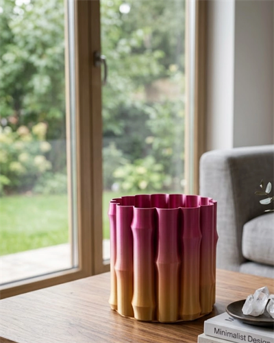 Modern 3D Baskı Mor Sarı Vazo Ev Ofis Dekorasyon Şık Tasarım