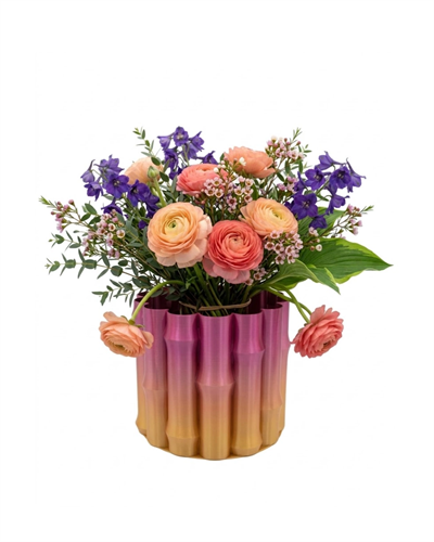 Modern 3D Baskı Mor Sarı Vazo Ev Ofis Dekorasyon Şık Tasarım