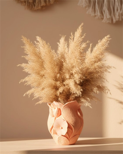 Modern 3D Turuncu Çiçek Vazo Masaüstü Salon Dekoru