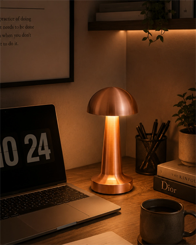 Modern Bronz Mantar Masa Lambası LED Dokunmatik Dekoratif Aydınlatma