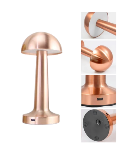 Modern Bronz Masa Lambası 3 Renk LED Dokunmatik Şarjlı Model