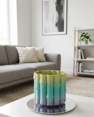 Modern Dekoratif Vazo Yeşil Geçişli Şık Tasarım Masa Üstü Kullanım