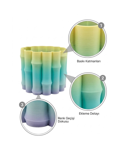 Modern Dekoratif Vazo Yeşil Geçişli Şık Tasarım Masa Üstü Kullanım