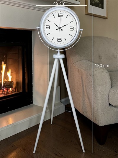 Modern Line Beyaz Tripod Ayaklı Saat