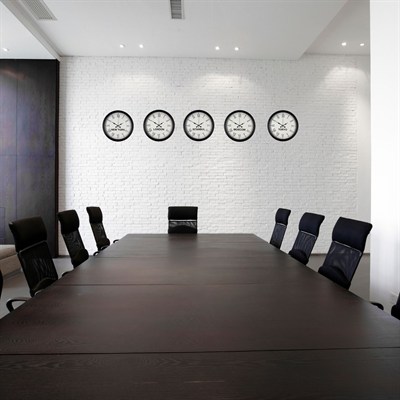 Modern Siyah Dünya Saat Seti 5’li 36 cm Metal