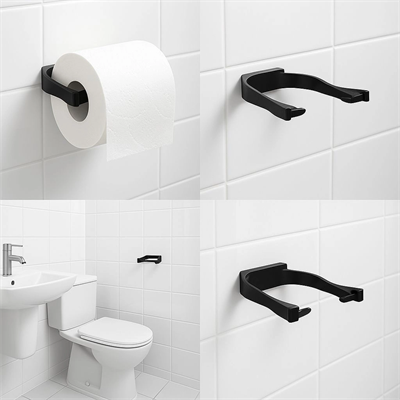 Modern Siyah Tuvalet Kağıtlığı Duvar Tipi Minimal Tasarım Peçetelik