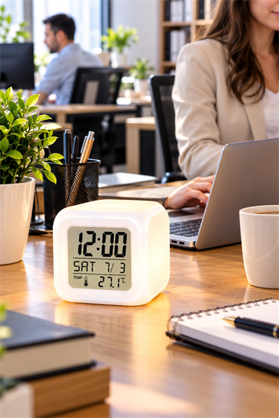 Modern Tasarımlı Küp Saat LED Aydınlatmalı Dijital Alarm Saati