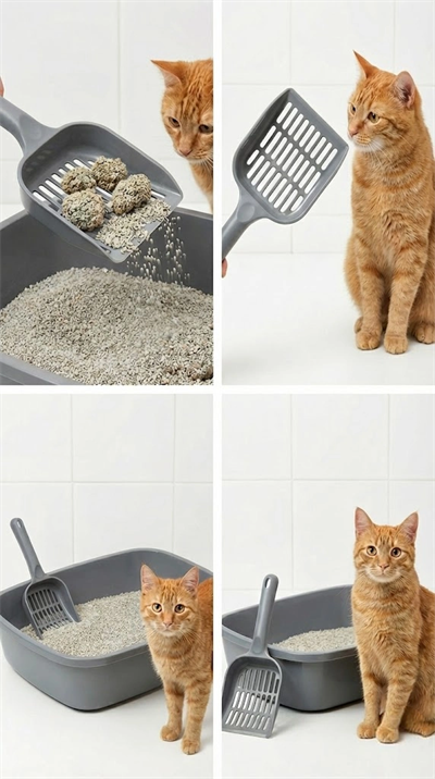 Modern Tasarımlı Mikro Delikli Kedi Kumu Küreği – Ergonomik Saplı, Hızlı ve Hijyenik Temizlik