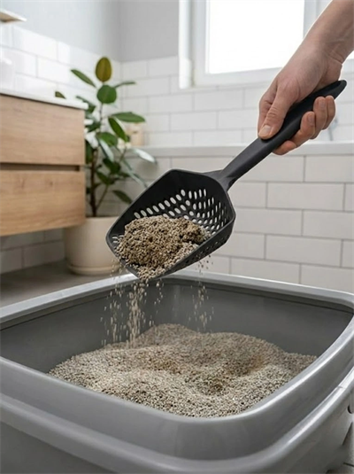 Modern Tasarımlı Mikro Delikli Kedi Kumu Küreği – Ergonomik Saplı, Hızlı ve Hijyenik Temizlik