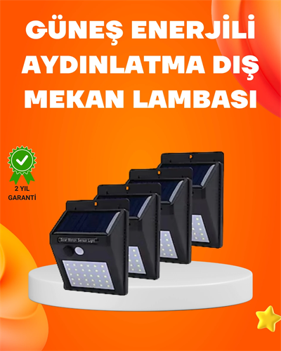 Montajlı Güneş Enerjili Duvar Tipi Aydınlatma – 8 Saat Çalışma Süresi