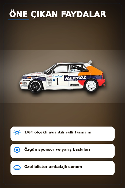 Monte Carlo Blisterli 1/64 Lancia Delta HF Integrale Model Araba - Tek Adet BX-313356