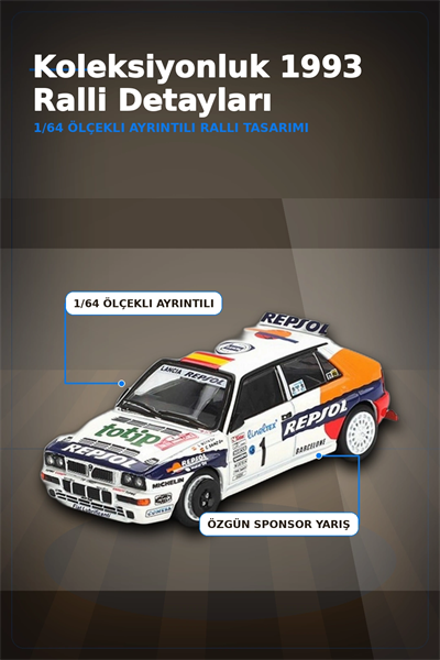 Monte Carlo Blisterli 1/64 Lancia Delta HF Integrale Model Araba - Tek Adet BX-313356
