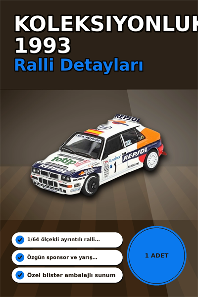 Monte Carlo Blisterli 1/64 Lancia Delta HF Integrale Model Araba - Tek Adet BX-313356