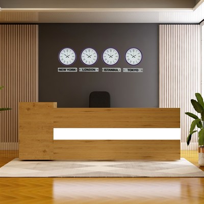 Mor 36 Cm 4 lü Tabelalı Dünya Saatleri Seti