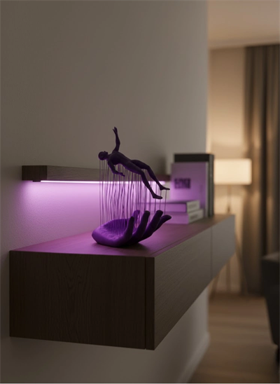 Mor El İnsan Figürü Dekoratif Biblo Minimal Modern Salon Raf ve Masa Üstü Aksesuar