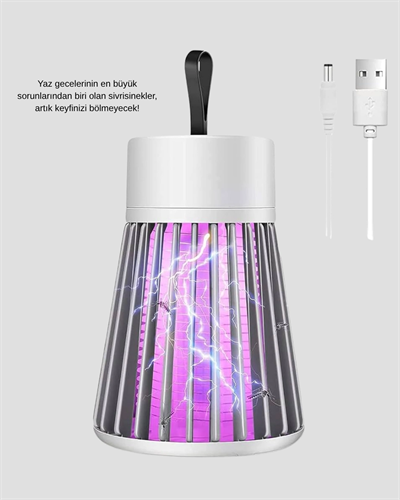 Mor Işıklı Şarjlı Böcek Öldürücü Lamba – Ev, Balkon ve Kamp Kullanımına Uygun