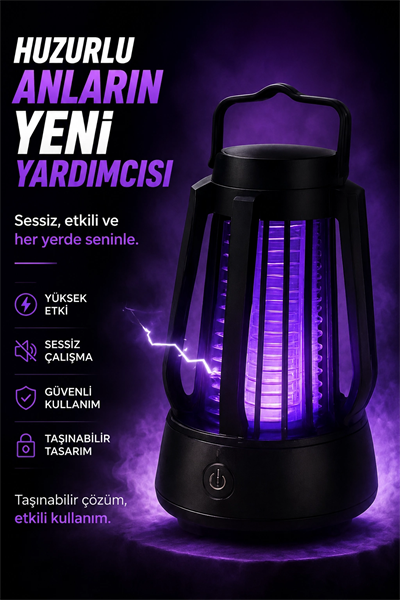 Mor Işıklı Taşınabilir Sineksavar Lamba Tek Tuşlu Koruyucu Gövdeli Kullanışlı Cihaz
