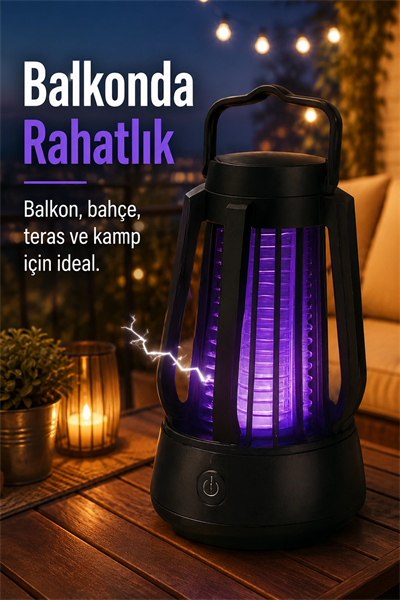 Mor Işıklı Taşınabilir Sineksavar Lamba Tek Tuşlu Koruyucu Gövdeli Kullanışlı Cihaz