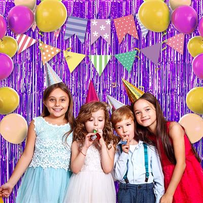 Mor Renk Ekstra Metalize Parlak Saçaklı Arka Fon Perde İthal A Kalite 1x2 Metre (3936)