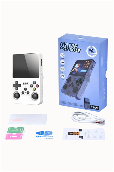 Mor Renkli Mini Retro Oyun Konsolu, 64GB Hafıza ve IPS Ekran ile 10.000 Oyun Sunar
