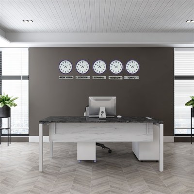 Mor Tabelalı 36 Cm Dünya Saatleri 5 li Set