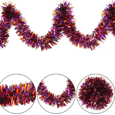 Mor Turuncu Renk 4 Cm Genişlik Garland Çift Renk Sim Süs 180 Cm Bx40