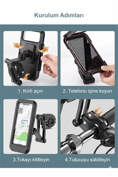 Motosiklet Bisiklet Su Geçirmez Manyetik Telefon Tutucu Gidon Navigasyon Kılıfı