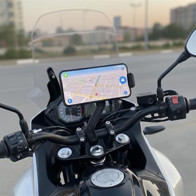 Motosiklet Gidon Telefon Tutucu–360° Döner, Kaymaz Sabitleme Sistemli, Sarsıntı Önleyici Telefon Tutucu Aparat (3936)