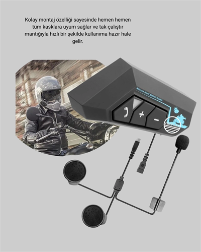 Motosiklet Kask Kulaklığı Bluetooth 5.0 Gürültü Önleme ve Hızlı Bağlantı Yeni Nesil