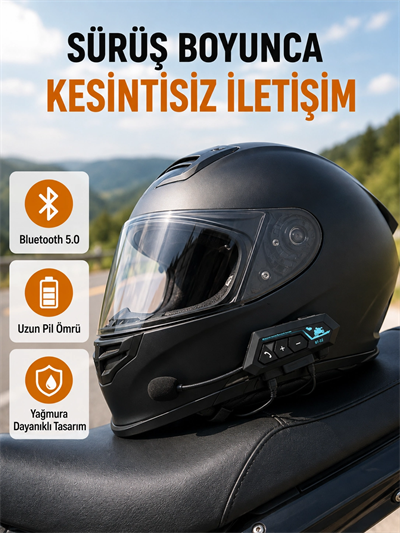 Motosiklet Kask Kulaklığı Bluetooth 5.0 Gürültü Önleme ve Hızlı Bağlantı Yeni Nesil