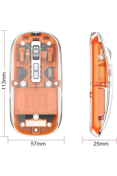 Mouse Fare Kablosuz Mouse Fare Şarjlı Bluetooth Sessiz 5 Tuşlu Şeffaf