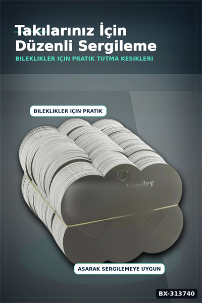Mukavva Bileklik Toka Kartı 6.5x7.5 Cm 200 Adet Balya Takı Düzenleyici Organizer BX-313740