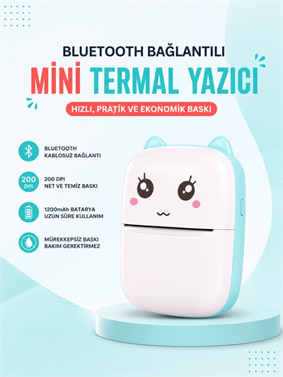 Mürekkepsiz Baskı Teknolojili Bluetooth Cep Yazıcısı