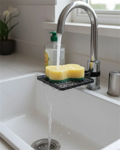 Musluğa Monte Sünger Organizeri Hijyenik Drenajlı Pratik Tasarım