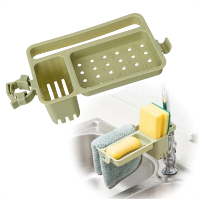 Musluğa Takılan Sünger Havlu Askılı Sabun Hazneli Mutfak Banyo Lavabo Düzenleyici Organizer Bx40