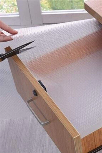 Mutfak Dolabı Çekmece Kaydırmaz Raf Örtüsü Şeffaf, Suya Dayanıklı, Kesilebilir Pvc 45x300 Cm
